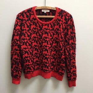 MODERN Two Vince Camuto red black leopard sweater Shirt petite medium
